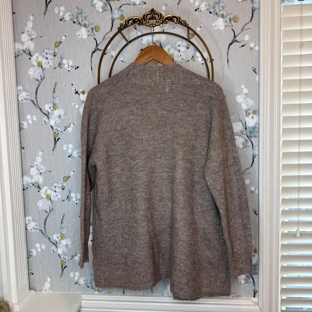 John + Jenn Womens Open Front Cardigan Taupe Brown Marl Knit Pocket Sweater S - Picture 5 of 6
